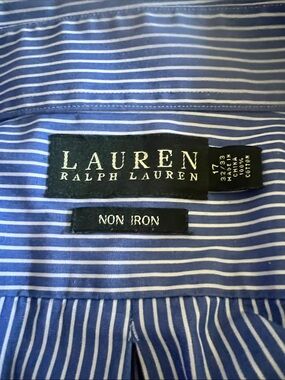 Lauren Ralph Lauren Blue and White Striped Dress Shirt